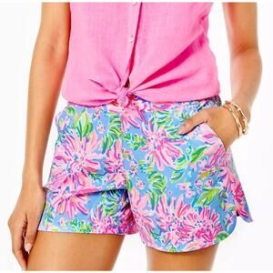 NWT Lilly Pulitzer Ocean View Pull On Shorts Blue Peri Sunrise Bay Womens Small